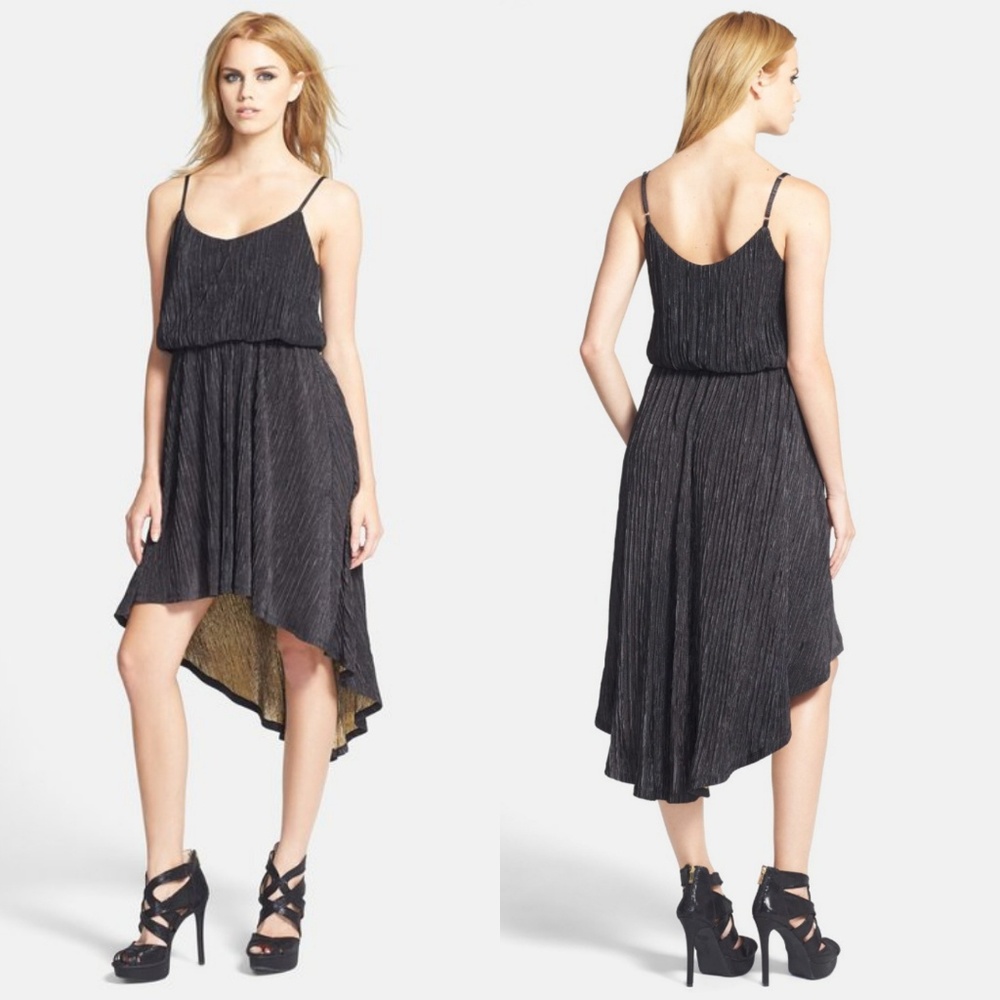 SALE Black High Lo Crinkle Dress